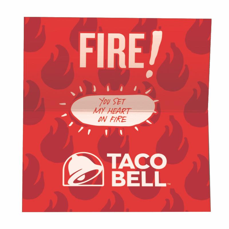 Taco Bell Fire Sauce Packet Valentine 10-Pack
